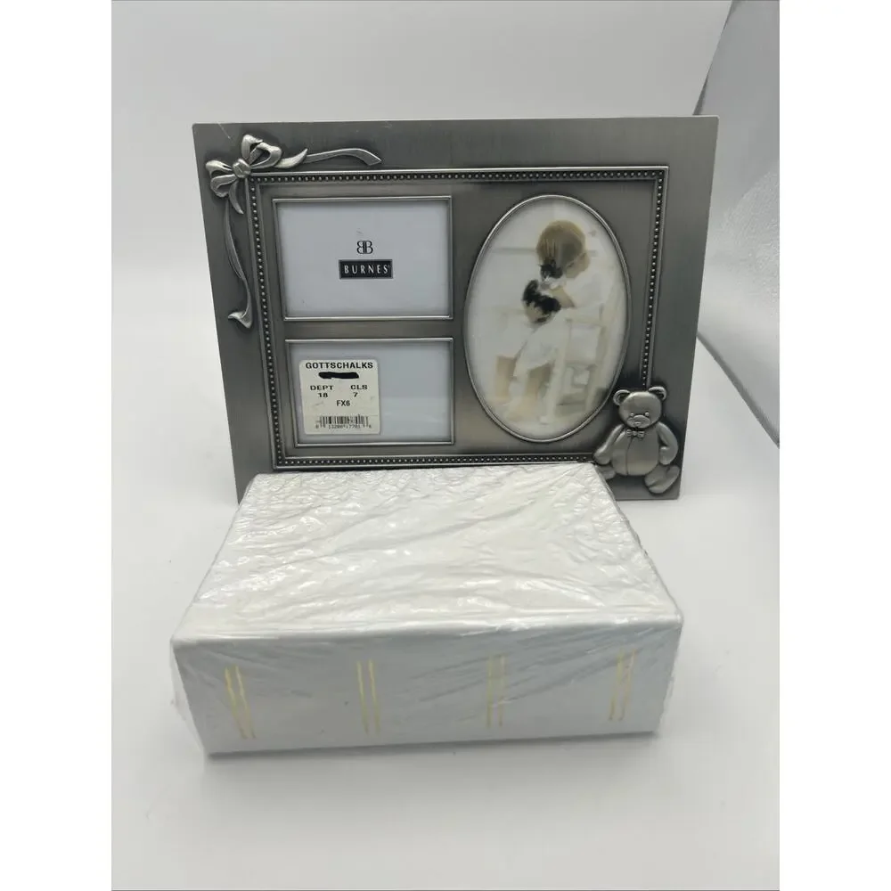 Vintage Burnes Of Boston Pewter Finish College Frame. With Small Album.